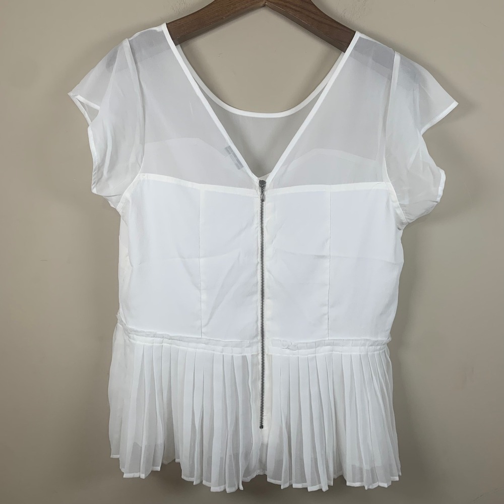 American Eagle Peplum Pleated Sheer Blouse Size XL Coquette - Picture 14 of 16